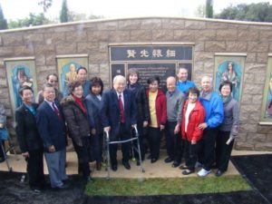 Group at the 2010 dedication of the Memorial Wall in Evergreen Cemetery, photo by O.C. Lee