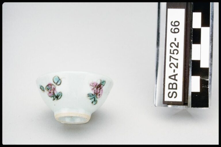 Wine bowl. Origin: Chinese.; Excavated from Feature 102 (well: 0-4ft. below surface), Chinese laundry adobe, Santa Barbara, CA, 1992.