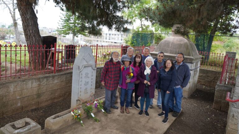 Group photo at Chinese Shrine in Evergreen Cemetery