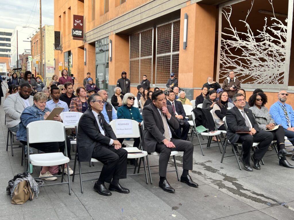 View of attendees at the plaque dedication.