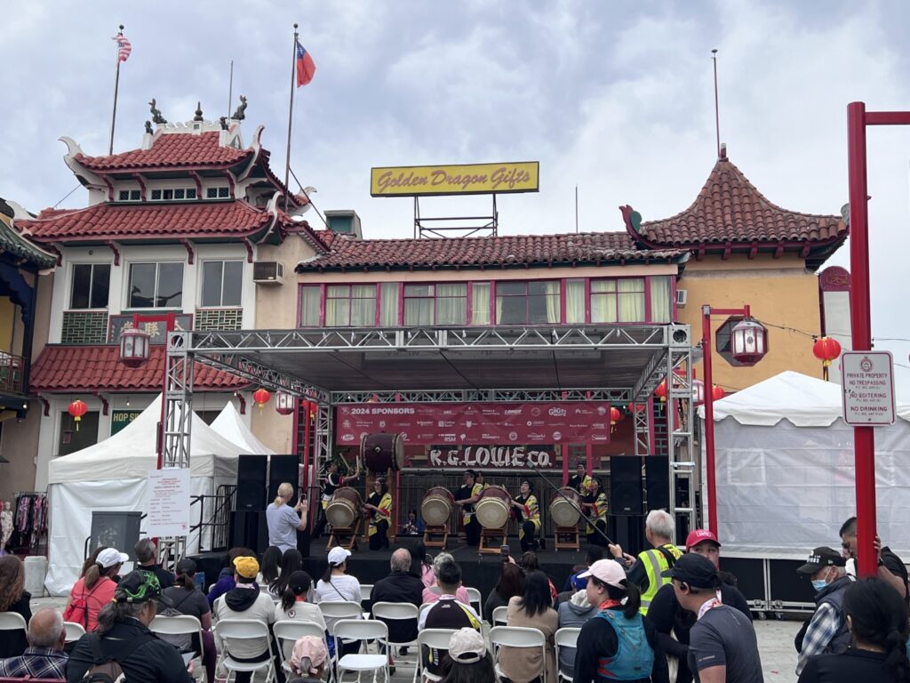 View of the stage in Central Plaza Chinatown at the Firecracker Run