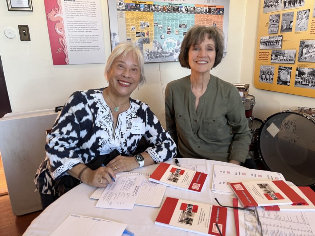 Sue Fawn Chung and Board Secretary Susan Dickson at the sign in table.