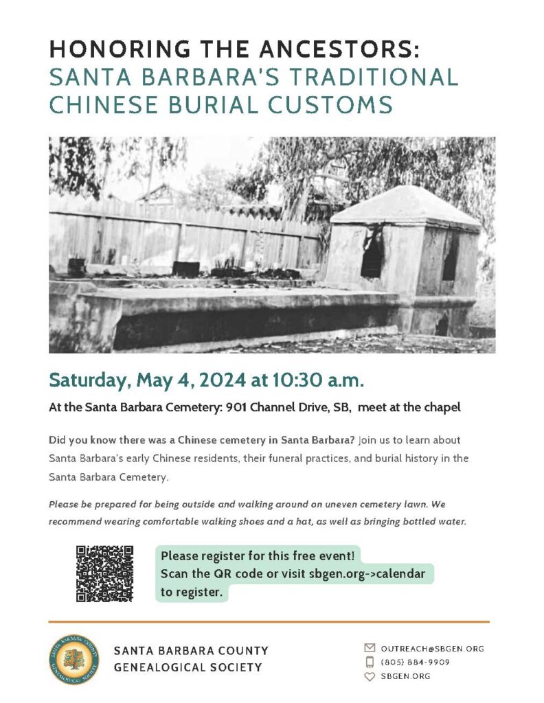 SB Chinese Burial Customs Event Flyer