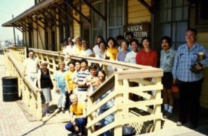 Group photo of participants in the Saugas Station field trip in 1987